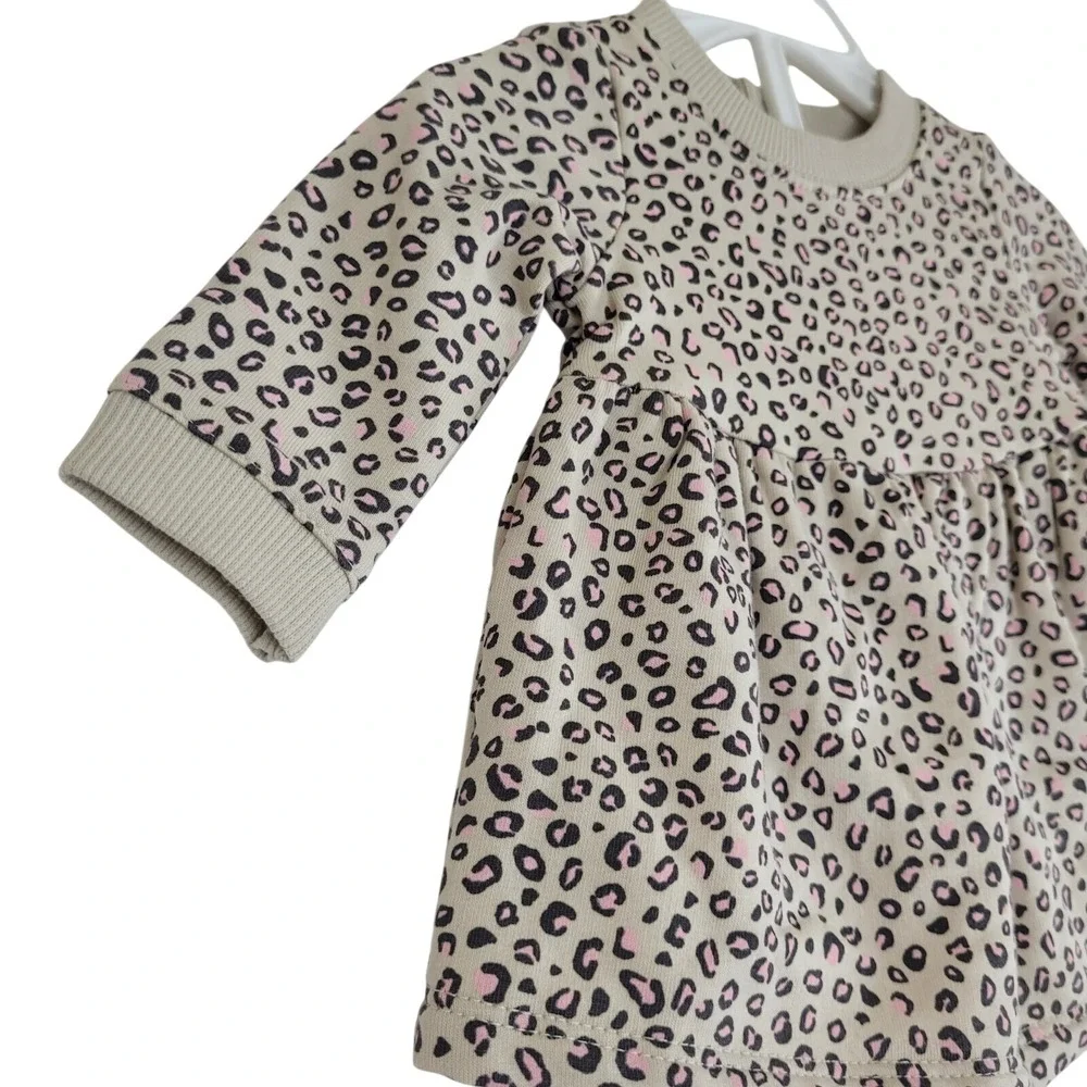Carter's Baby Girls Newborn 2-pc dress Set animal print leopard diaper cover tan